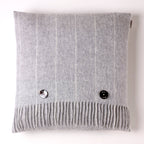Merino Lambswool Pinstripe Beige Throw and Pillow Made in UK: Beige / Throw