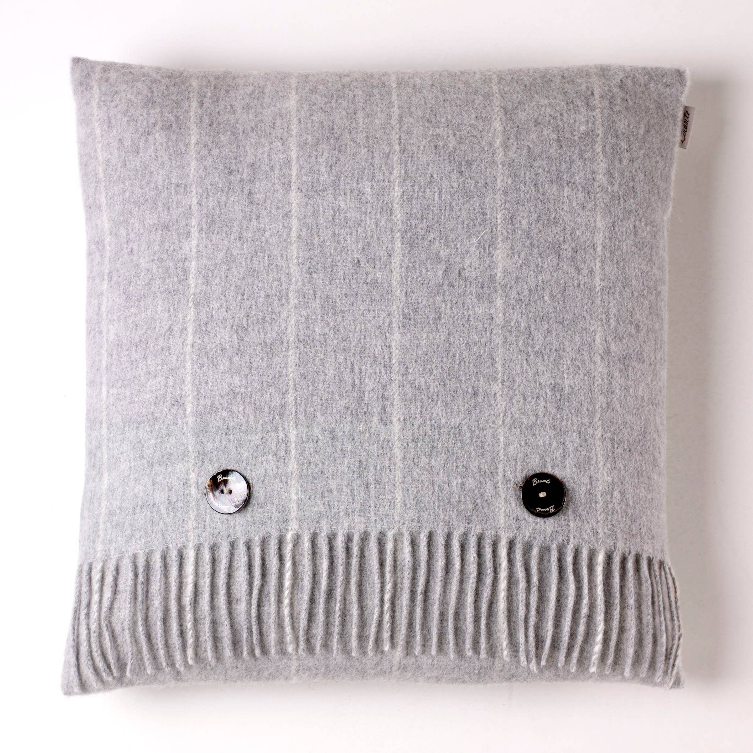 Merino Lambswool Pinstripe Beige Throw and Pillow Made in UK: Beige / Throw