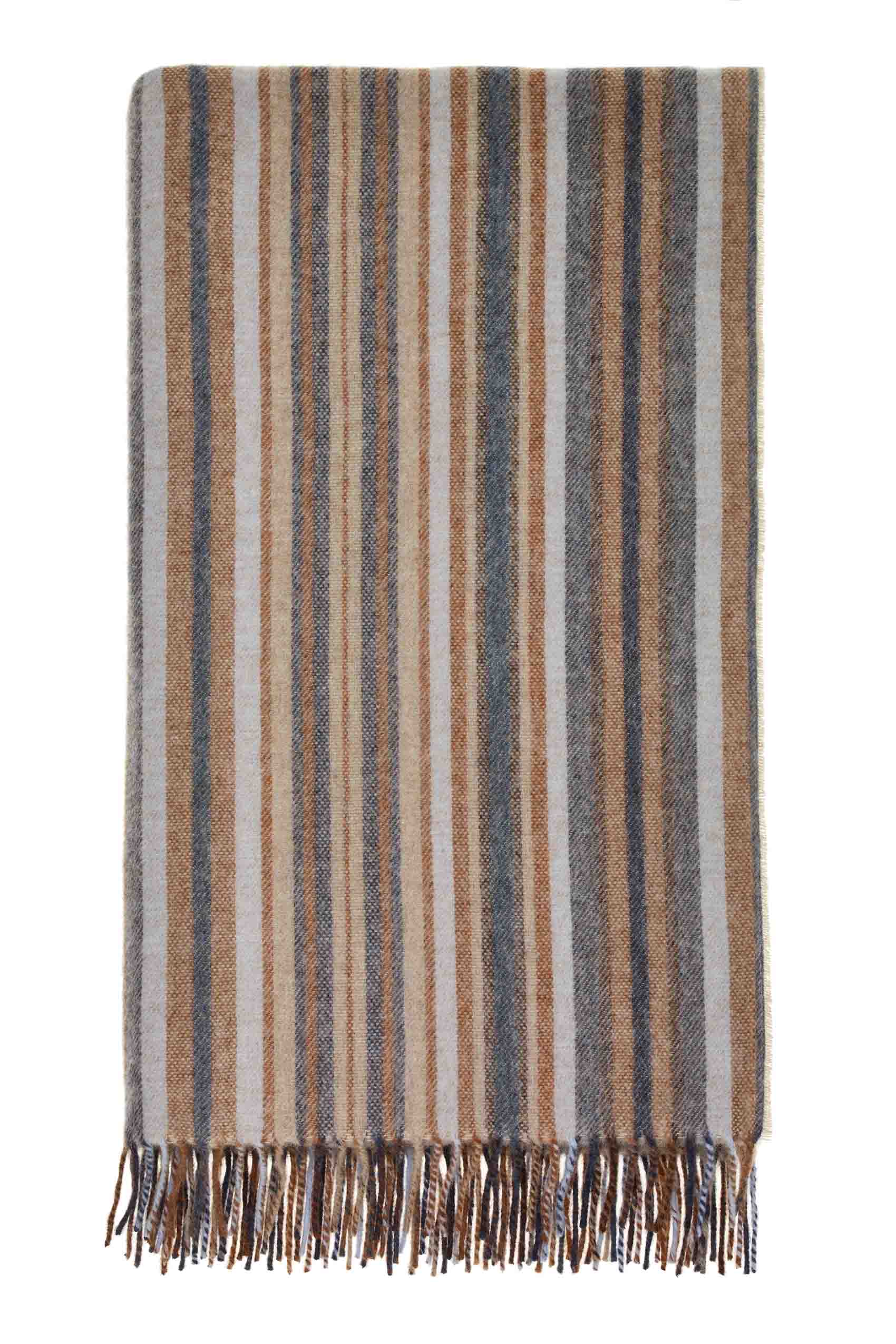 Santa Cruz-Navy/Rust-Merino Lambswool Throw-Made in England