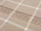Merino Lambswool Windowpane Beige Throw Blanket: Beige