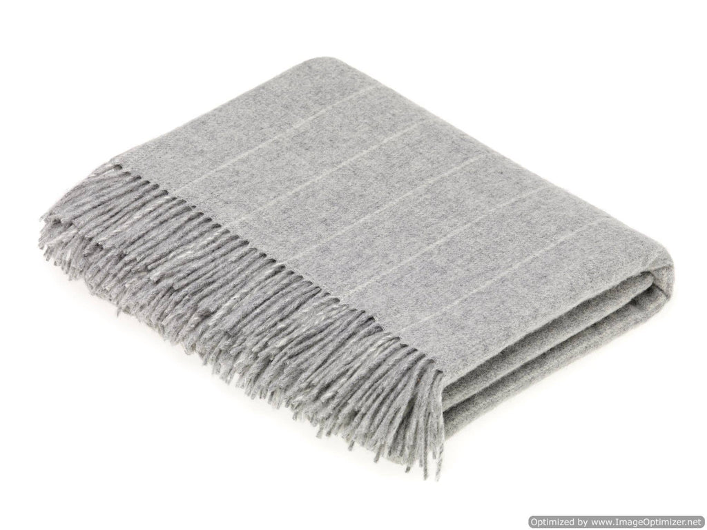 Merino Lambswool Pinstripe Beige Throw and Pillow Made in UK: Beige / Throw