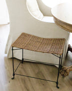 Aged Iron Stool with Sheepskin