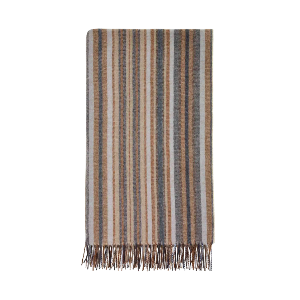 Santa Cruz-Navy/Rust-Merino Lambswool Throw-Made in England