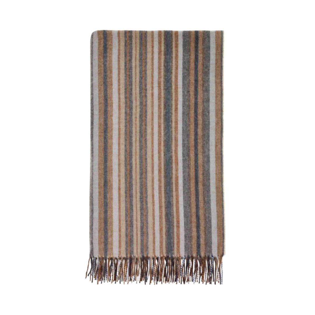 Santa Cruz-Navy/Rust-Merino Lambswool Throw-Made in England