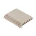 Merino Lambswool Pinstripe Beige Throw and Pillow Made in UK: Beige / Throw
