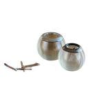 19th Ct Antique Pewter and Glass Match Striker