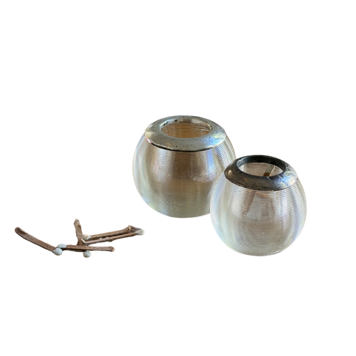 19th Ct Antique Pewter and Glass Match Striker