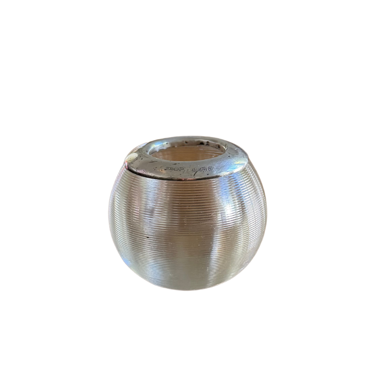19th Ct Antique Pewter and Glass Match Striker
