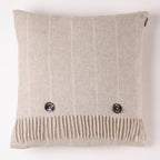 Merino Lambswool Pinstripe Beige Throw and Pillow Made in UK: Beige / Throw