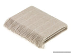 Merino Lambswool Pinstripe Beige Throw and Pillow Made in UK: Beige / Throw